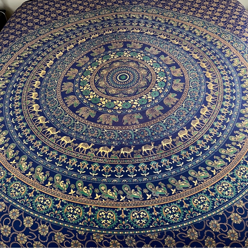 Magical Thinking Tapestry Tablecloth Bedspread 82x98 Camel Elephant India Cotton